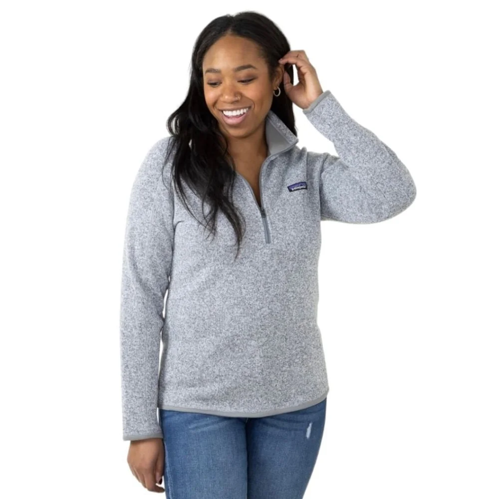 Patagonia Quarter Zip Pullover Better Sweater Fleece Women's sz S in White Birch